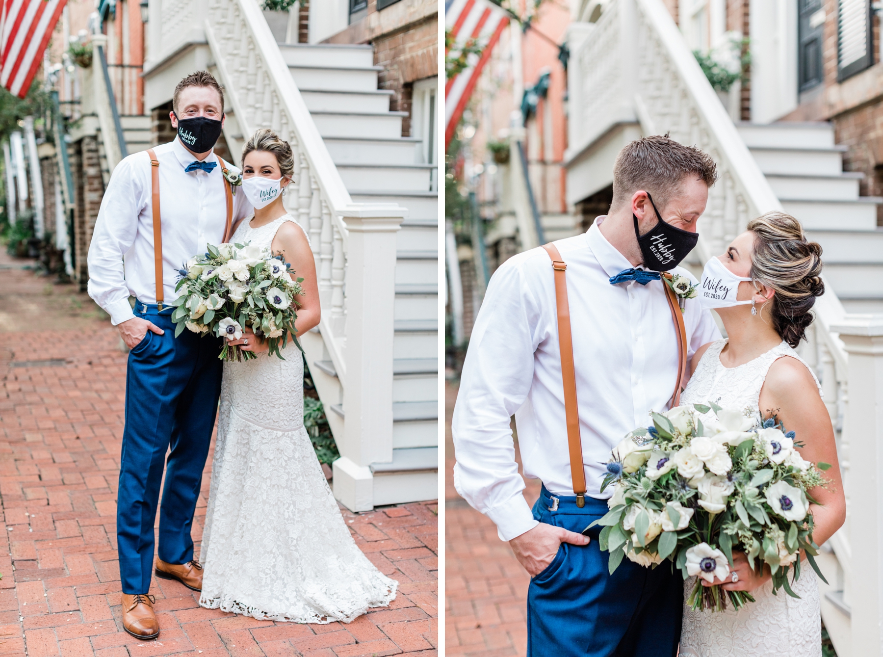 Bride and groom portraits in Downtown Savannah - Savannah Elopement Package