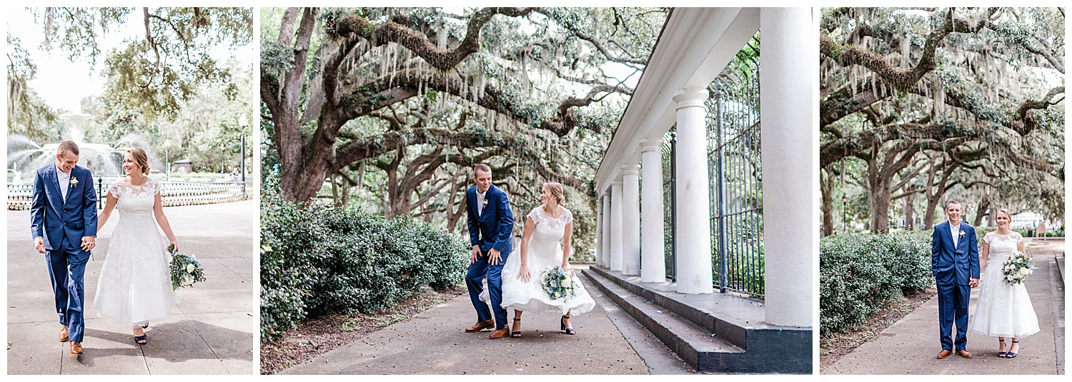 Elopement portraits at the Fountain in Forsyth Park