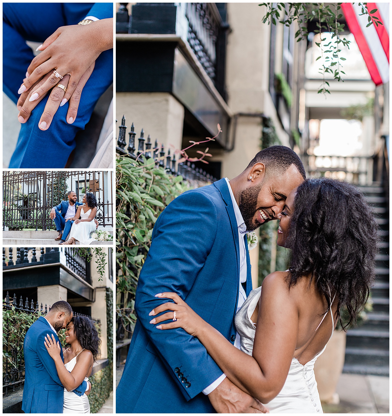 couples portraits around downtown Savannah