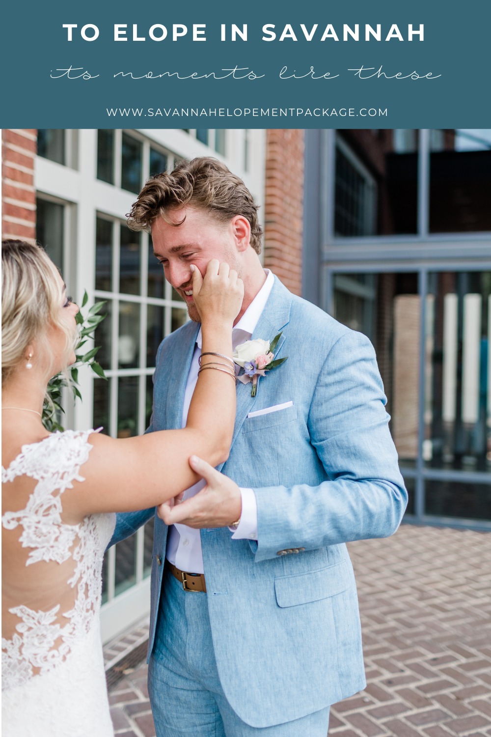 To Elope in Savannah - its moments like these, couples first look with groom crying