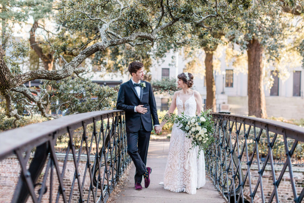 Savannah Elopement package photos on Factor's Walk
