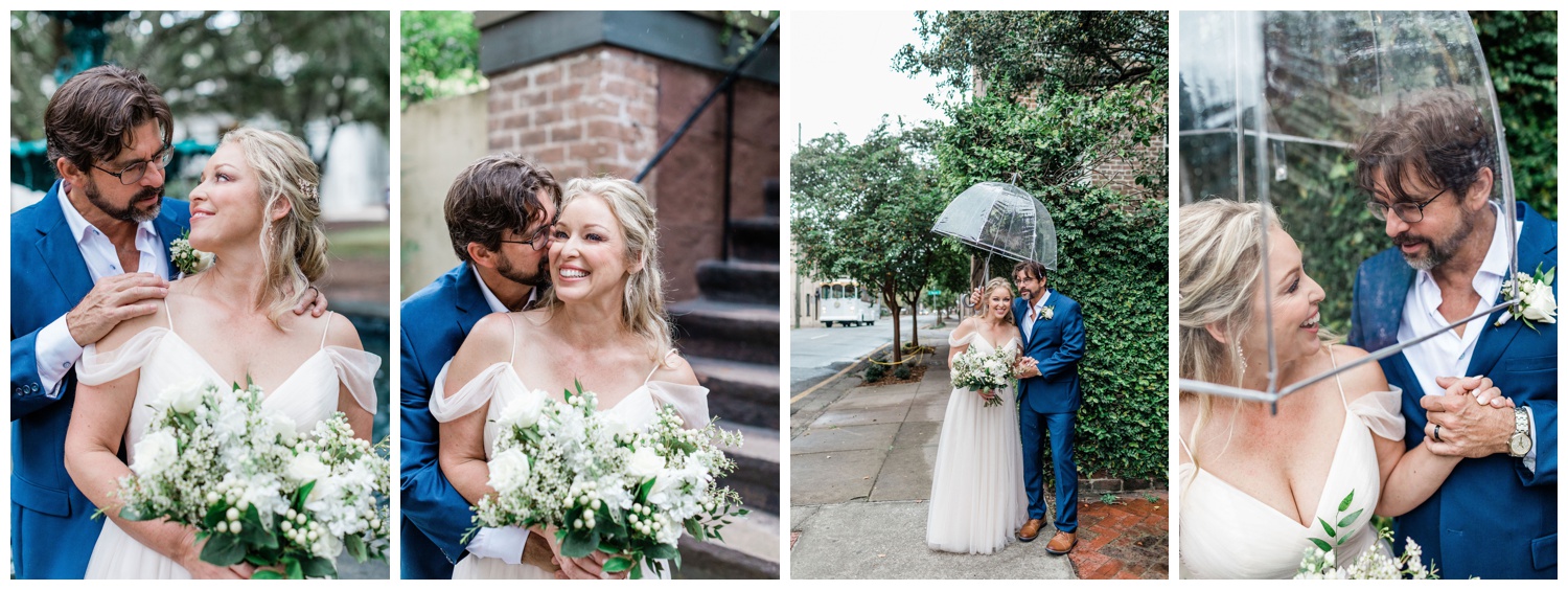 Couples portraits in the rain with the Savannah Elopement Package
