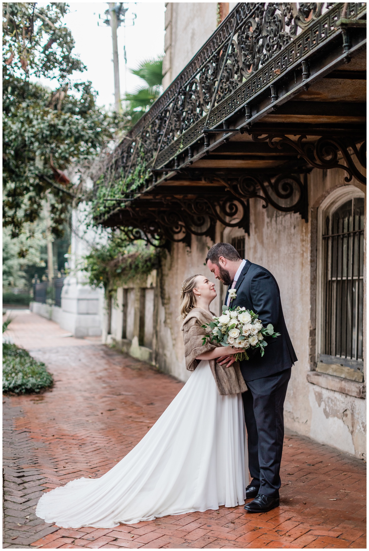 keeping warm during couples portraits - the savannah elopement package