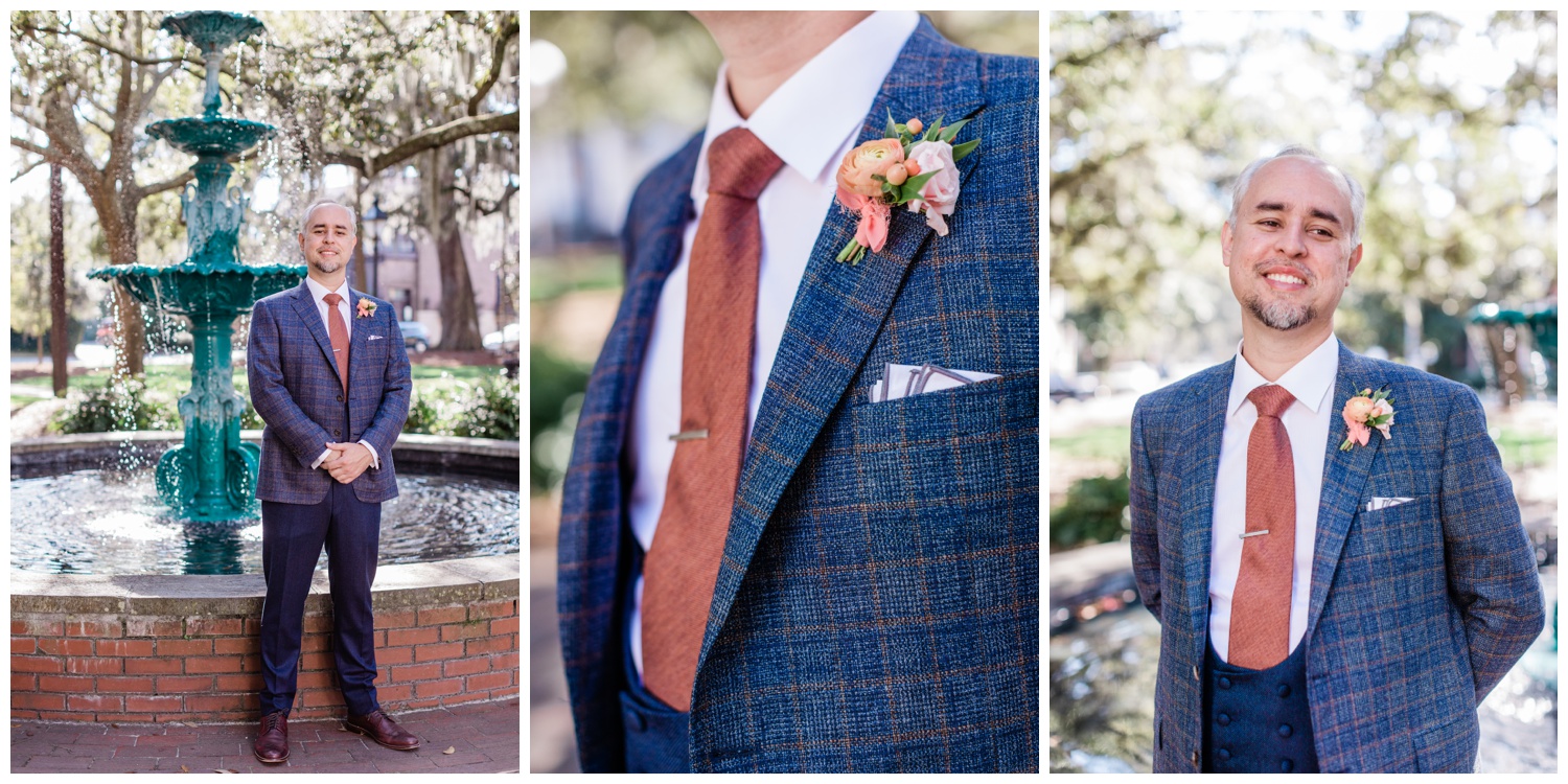 Groom portraits - flowers by ivory and beau - the savannah elopement package