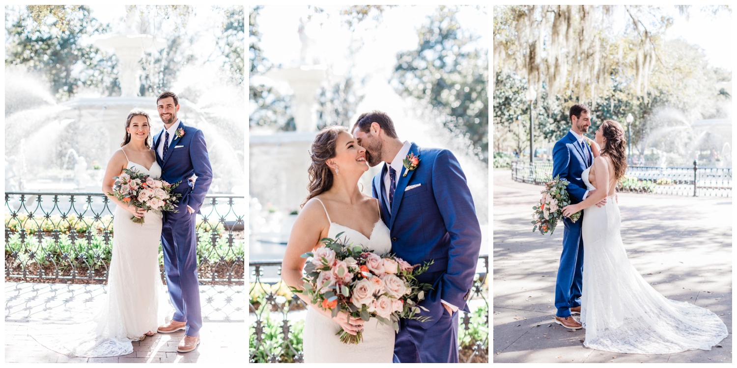 Flowers by the Forsyth Fountain with the savannah elopement package, flowers by ivory and beau