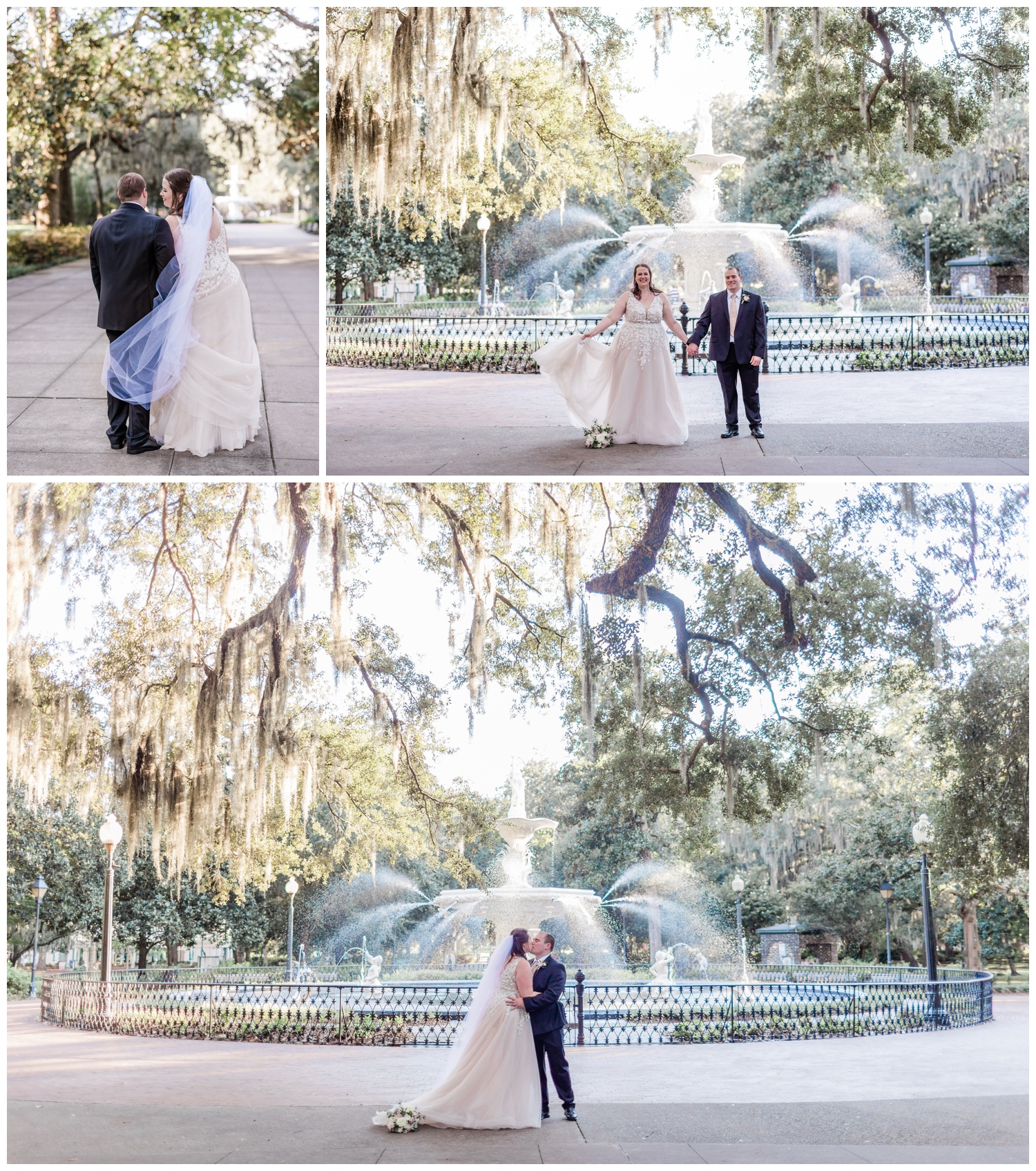couples photos in Forsyth Park - the savannah elopement package 