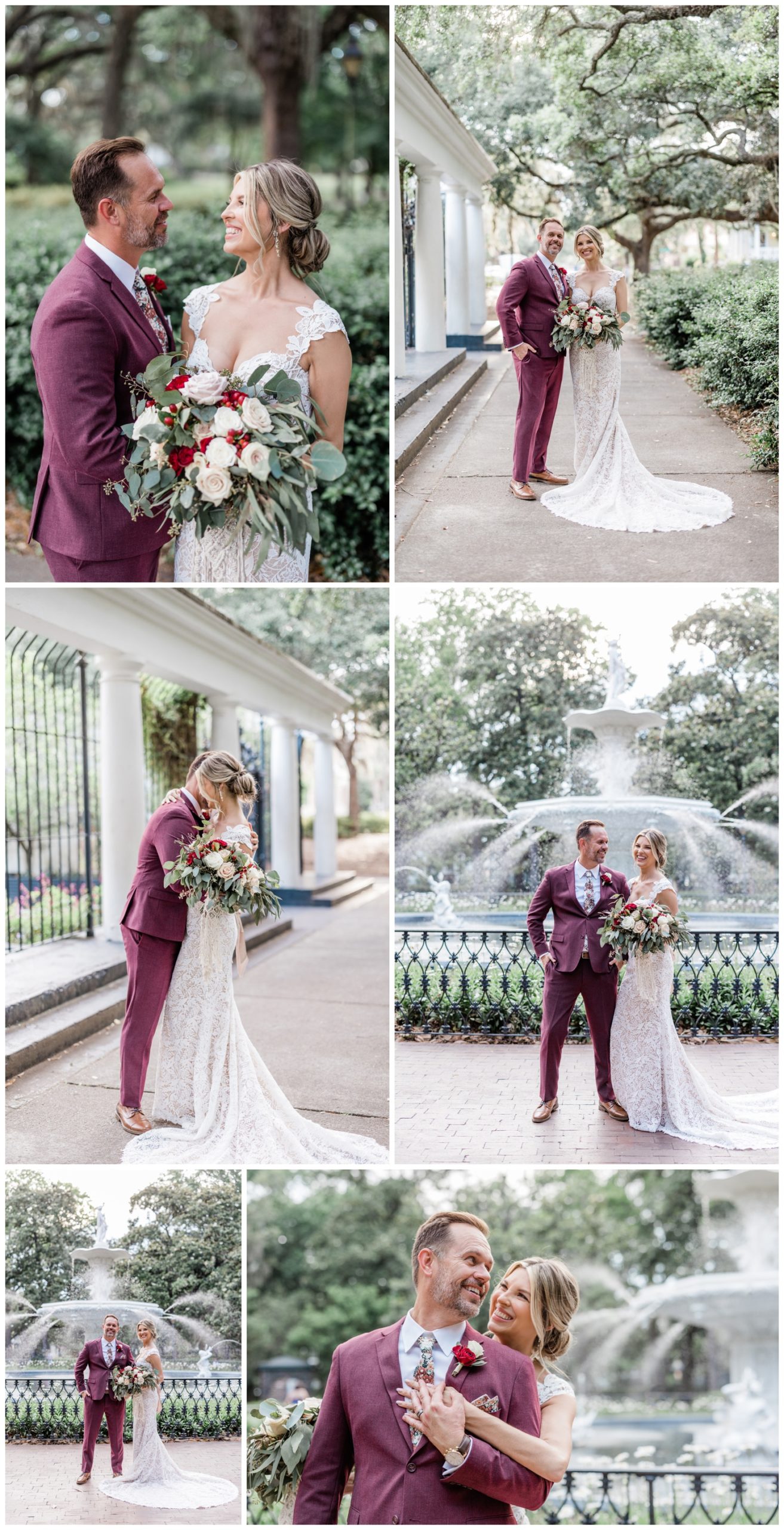 couples photos in savannah - Eloping in the Famous Forsyth Park - flowers by ivory and beau