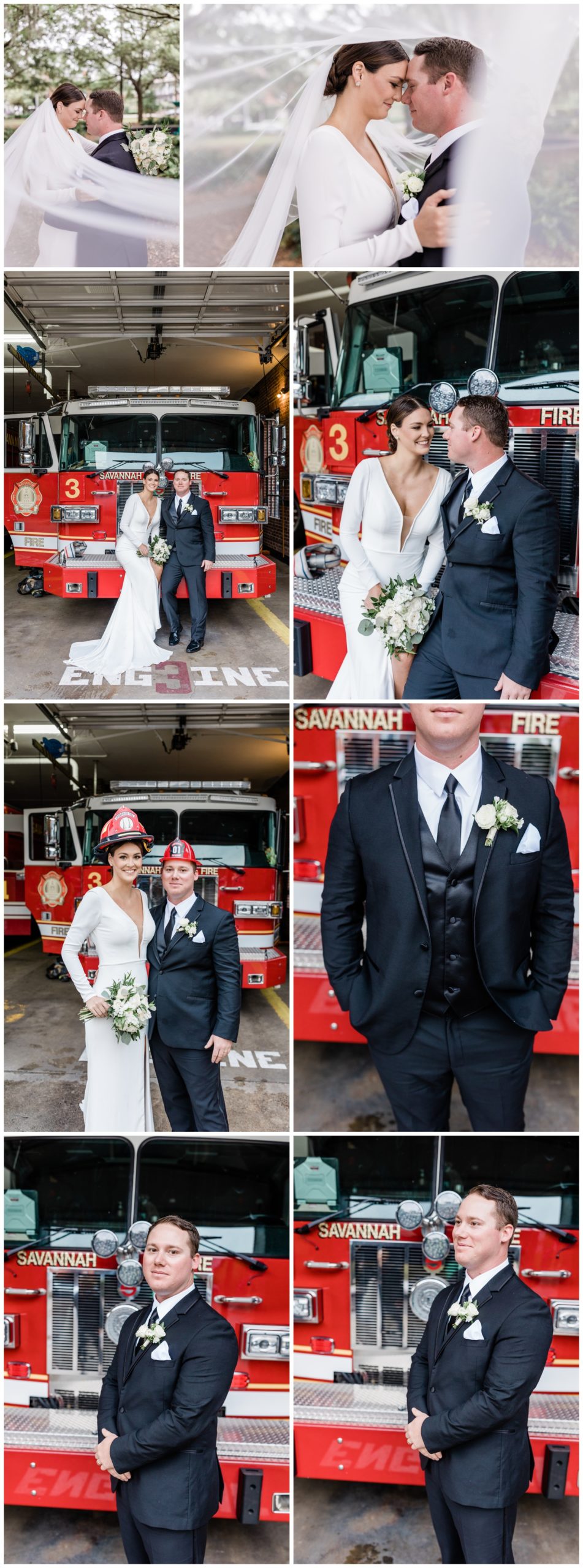 Couples portraits at fire station - the savannah elopement package