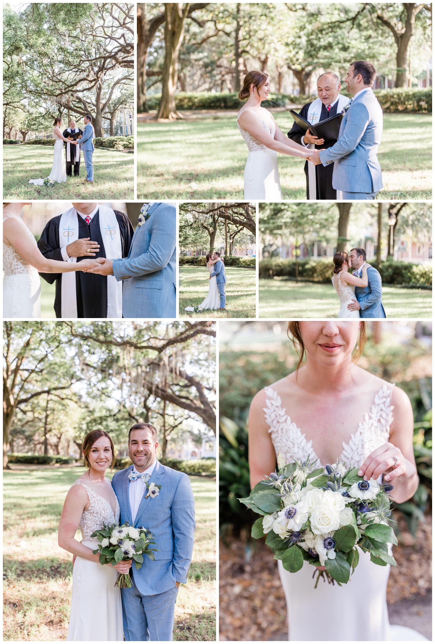 Classic Elopement in Forsyth Park - officiating by Reverend Joe - taylor brown photography - flowers by ivory and beau