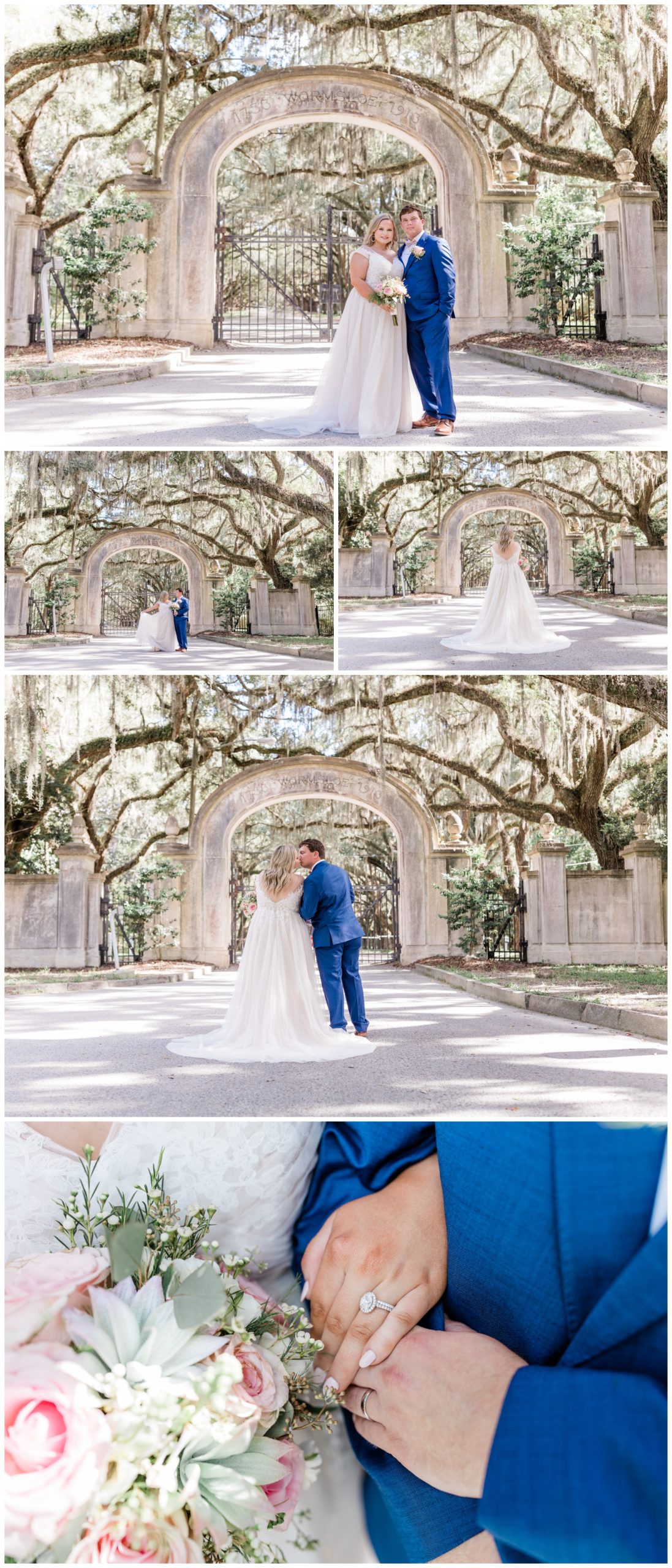 Couples photos outside of Wormsloe