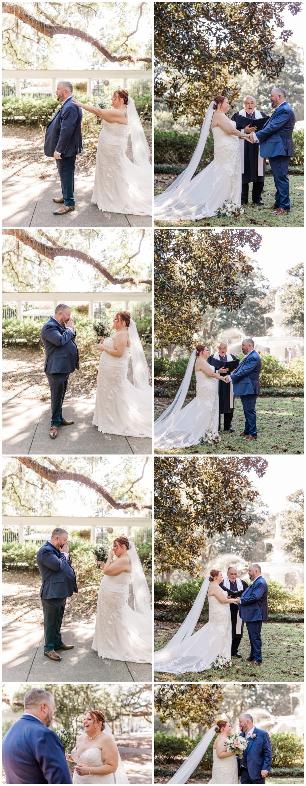 Vow Renewal In Forsyth Park - first look in the fragrant garden - apt b photography, officiating by Reverend Joe