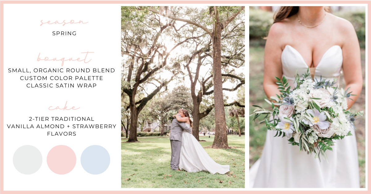 Savannah Elopement Package spring wedding color palette and floral details