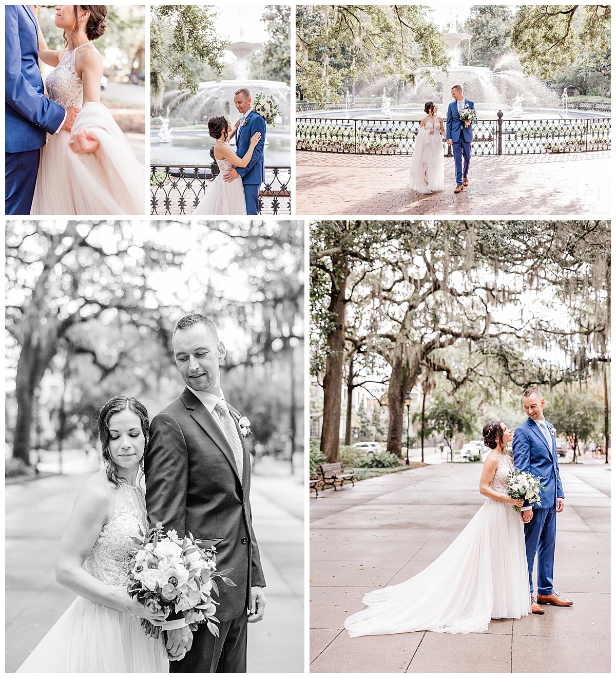 Elopement photos in Forsyth Park during a Savannah elopement