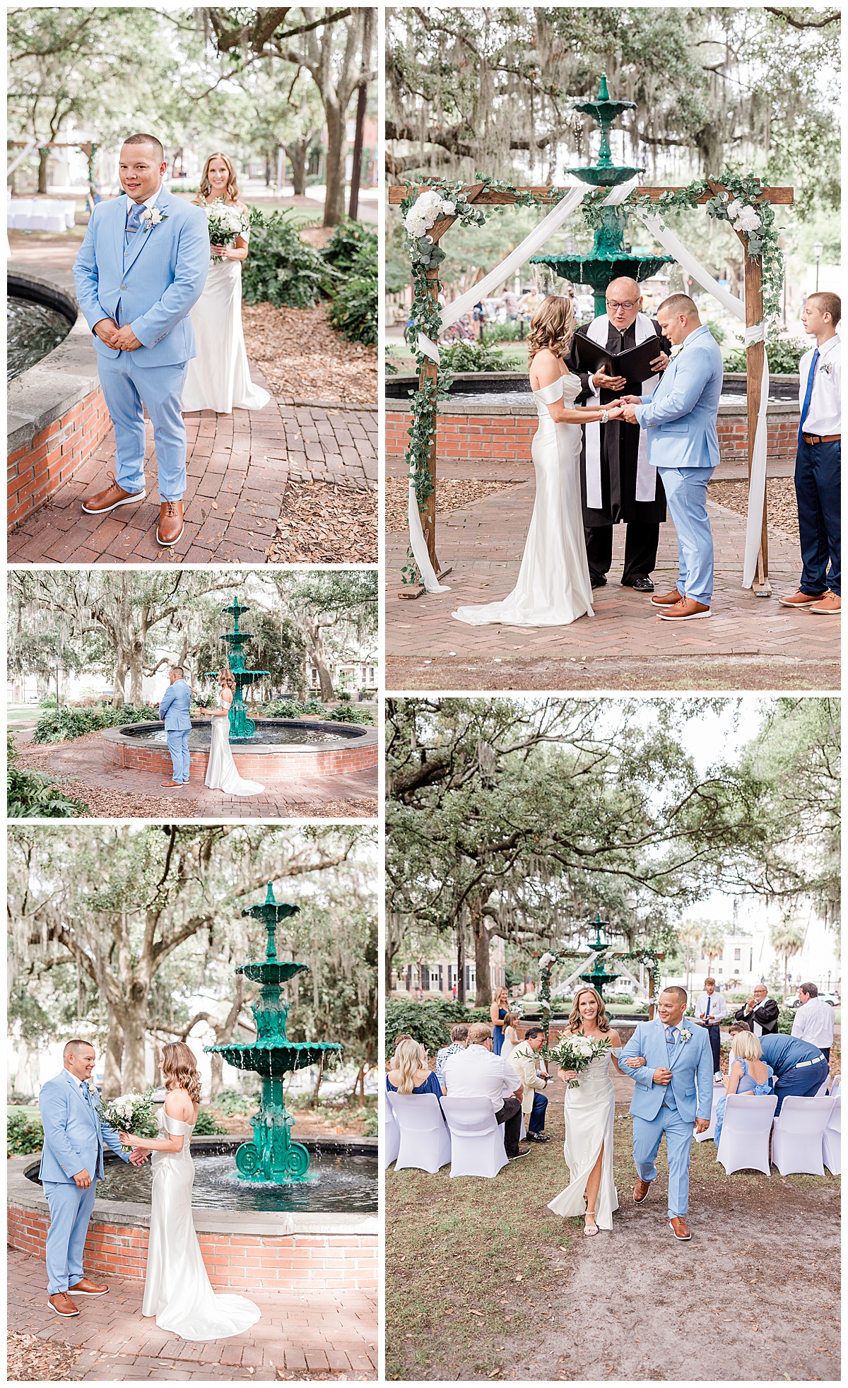 Savannah Elopement in Lafayette Square, reverend joe, taylor brown photography, royal makeup and hair, ivory and beau flowers, wicked cakes of savannah