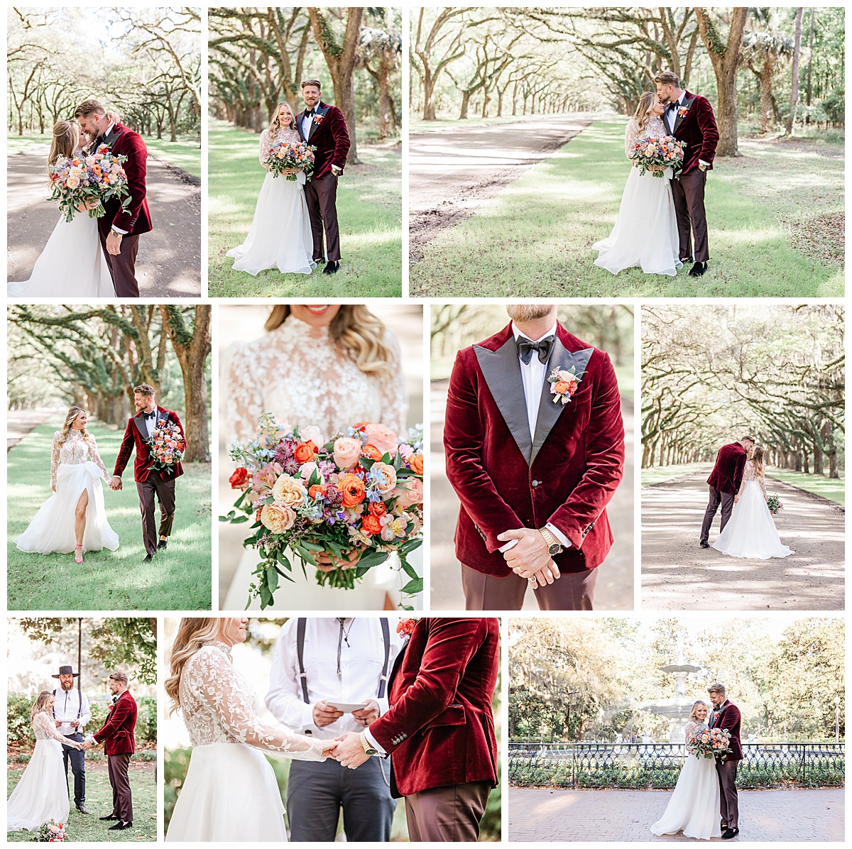 Elopement by Forsyth Park's Fountain
