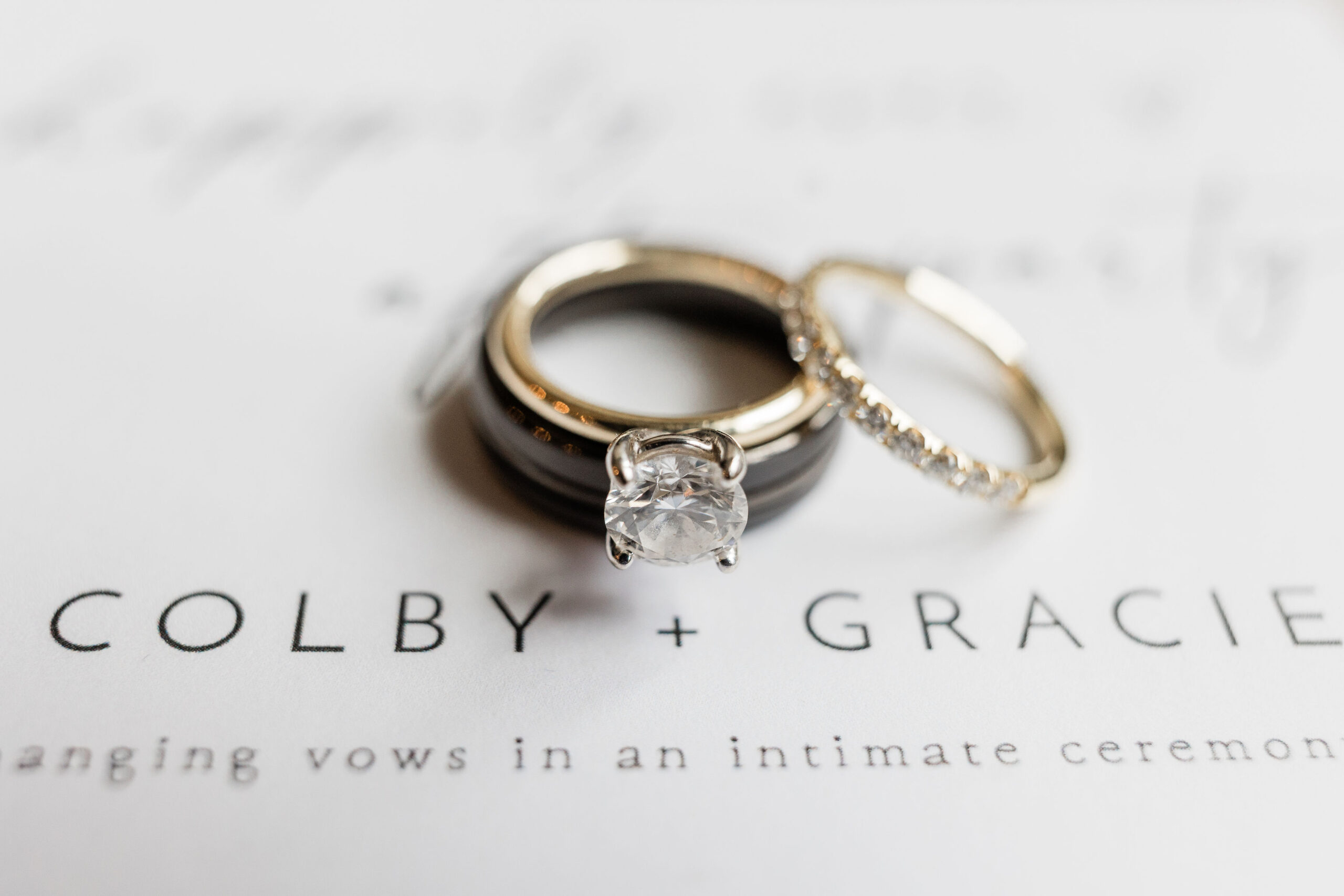 Close-up of wedding rings on a decorative surface, symbolizing a Savannah elopement.