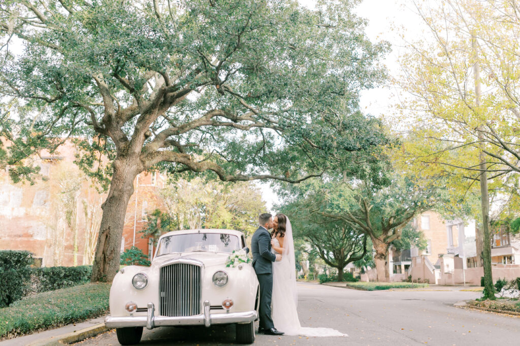 Savannah wedding day transportation with Callan's Classics car