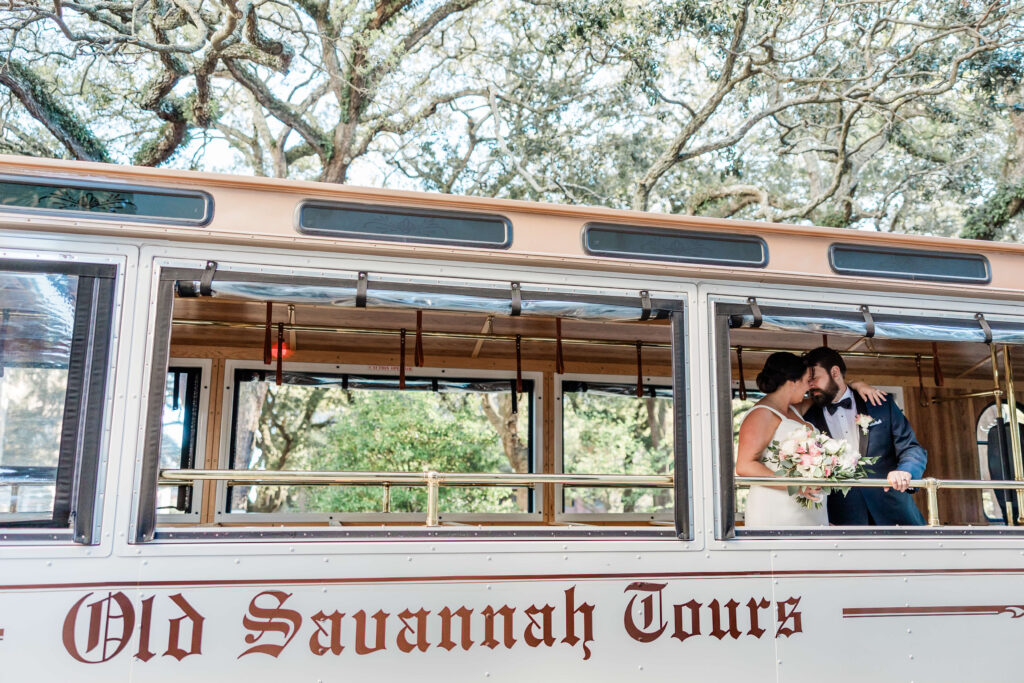 White Trolley for a Savannah elopement