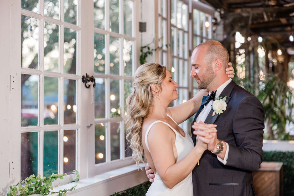 First dance during wedding reception at Cha Bella after Savannah elopement