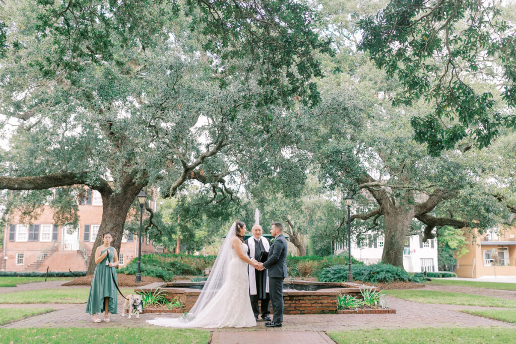 Historic District Elopement ceremony location in Columbia Square with the Savannah Elopement Package