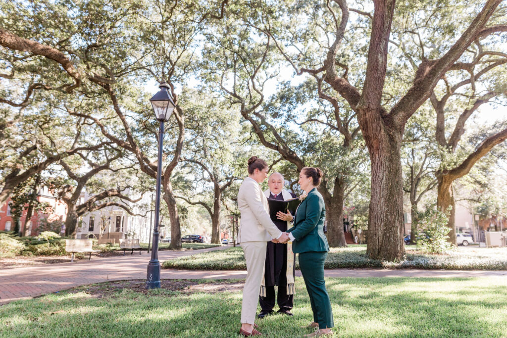 Quietest Squares for Savannah Weddings - Pulaski Square same sex wedding