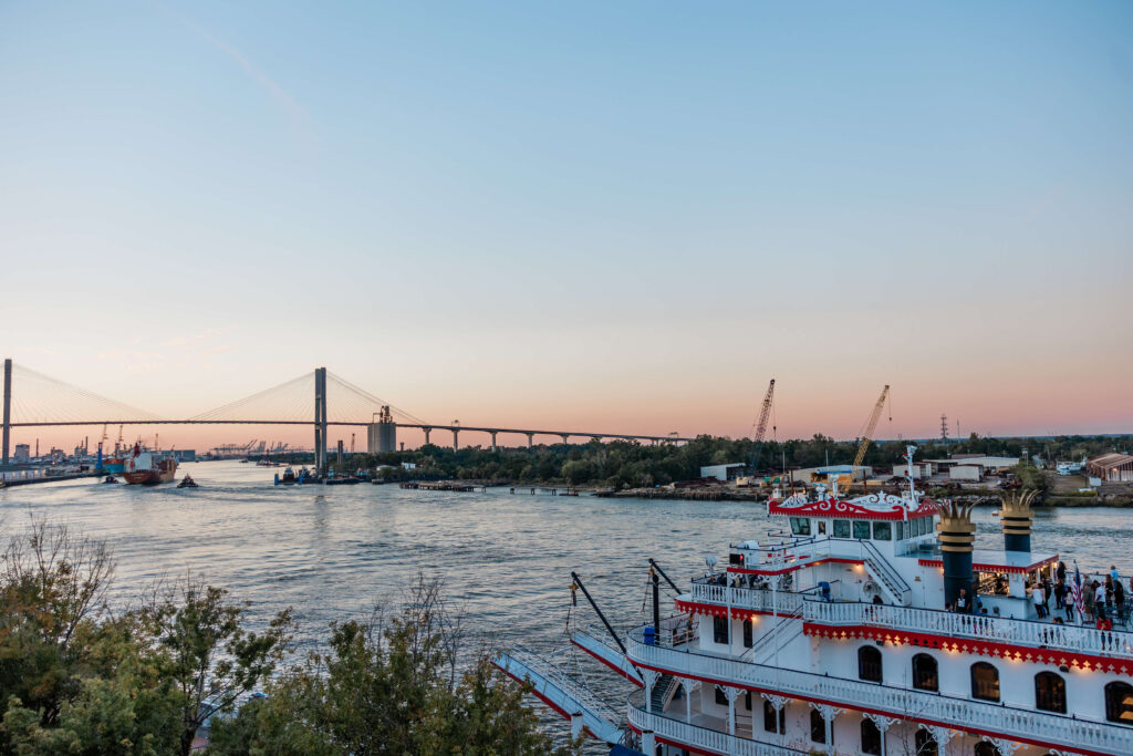 Plan a romantic sunset river cruise on the Georgia Queen riverboat
