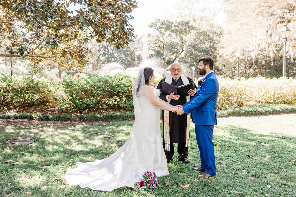 Savannah Elopement in Forsyth Park at the Fountain