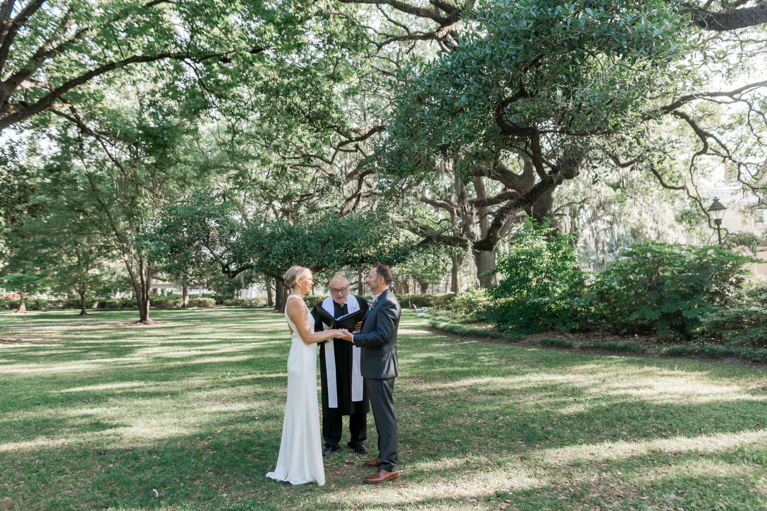 Couple gets married in Forsyth Park with an elopement package for two in Savannah, GA
