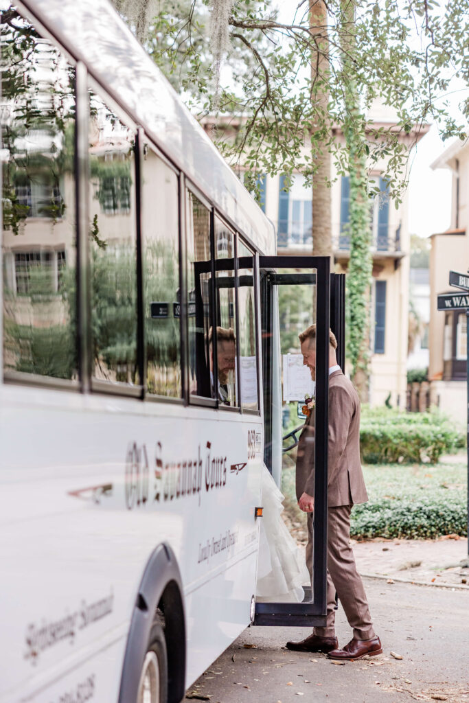 White Trolley Savannah Wedding