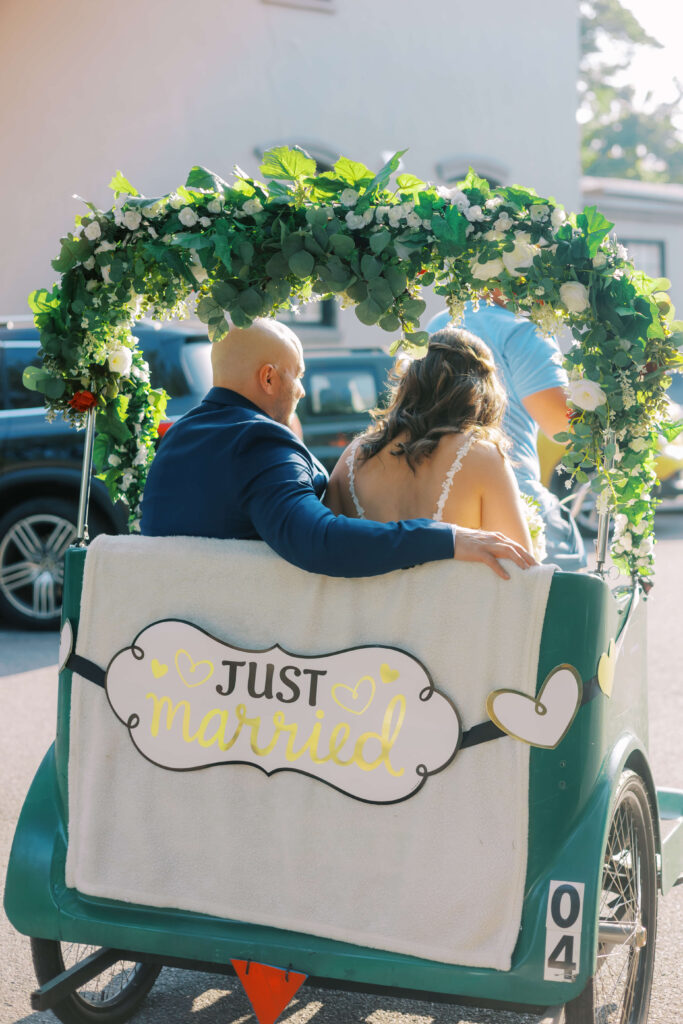 Savannah wedding day transportation with a pedicab