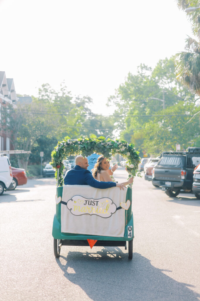 Savannah wedding day transportation with a pedicab